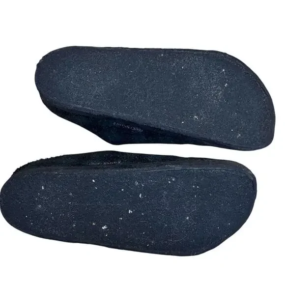 Birkenstock Zermatt Black Shearling Wool Felt Plaid Green - Picture 8 of 11